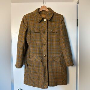Vintage Plaid Yellow Women's Coat